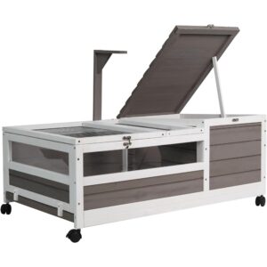 Gowoodhut TOR01 Tortoise Habitat On Wheels Large Wooden Tortoise House Outdoor Reptile Cage