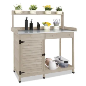 Gowoodhut GF10 Outdoor Garden Potting Bench Table,41" L Wooden Potting Table Work Bench for Horticulture gray