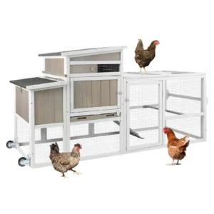 Gowoodhut PET23W Chicken Coop Mobile Wooden Hen House with Nesting Box